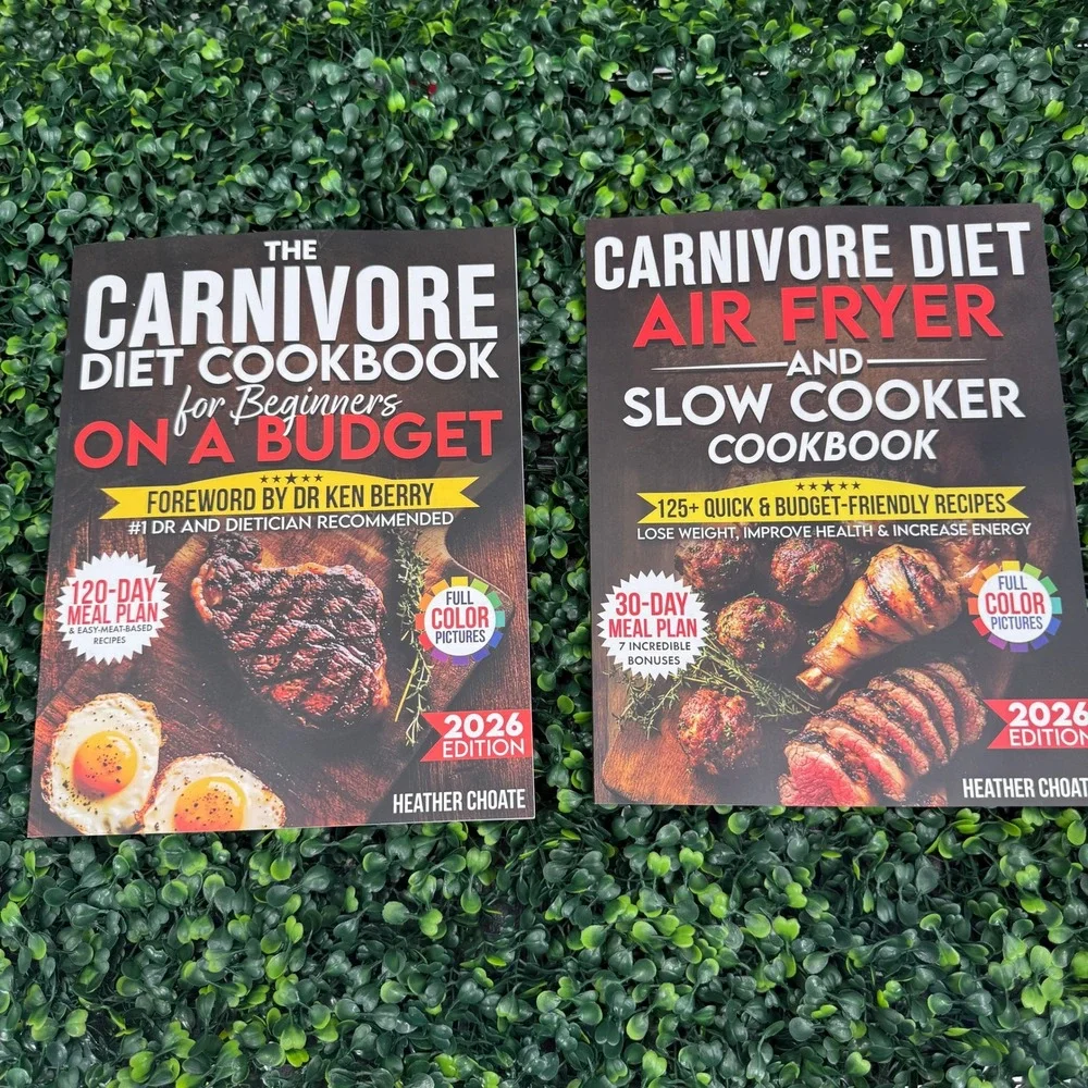 Carnivore Diet Cookbook Set (2) Air Fryer Slow Cooker and Budget Cooking Recipes